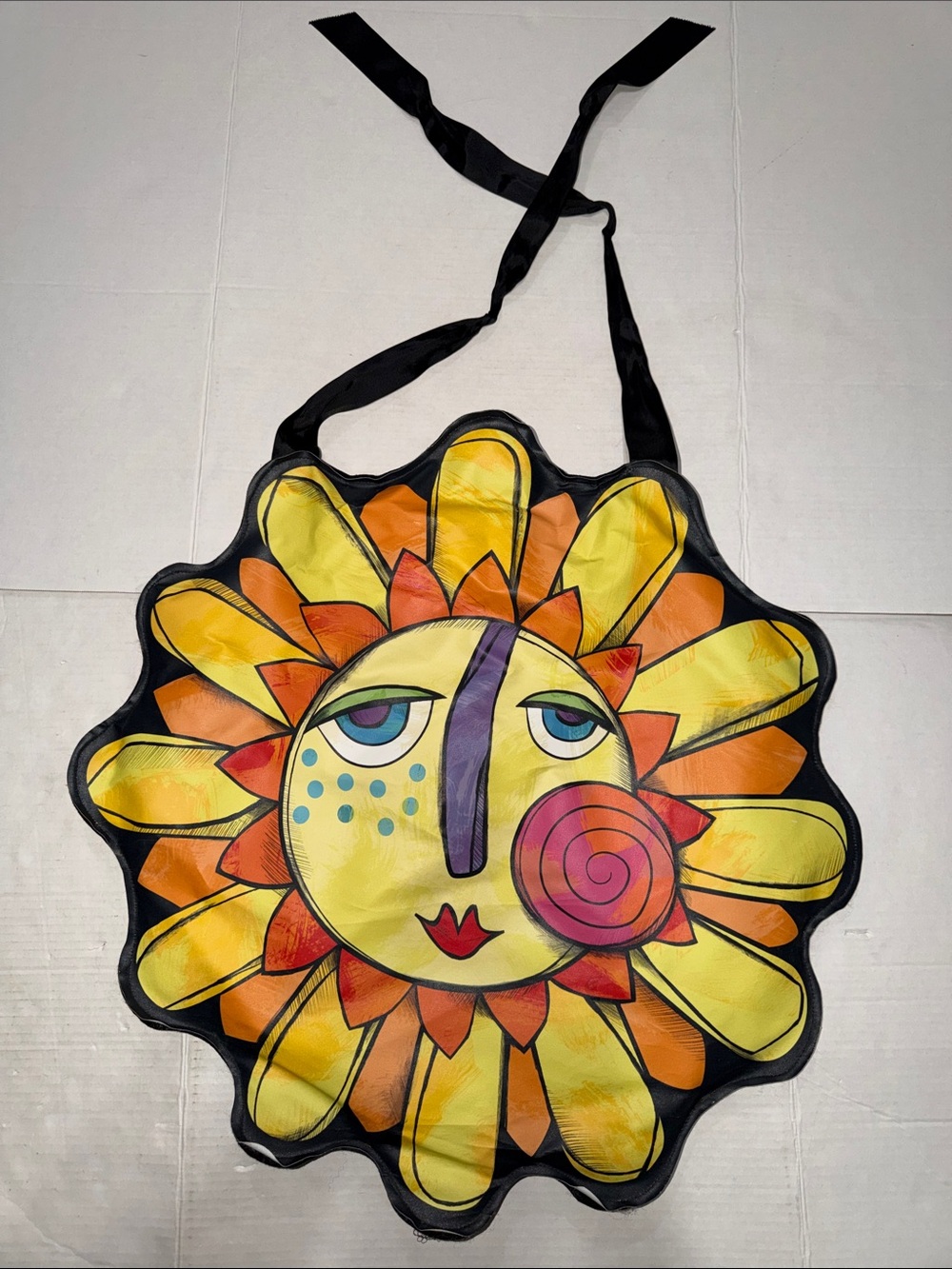 Sunflower Face Wall Hanging — Yellow & Orange Decorative Accent